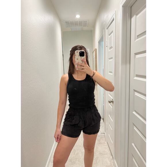 Free People linen blend black high rise shorts - Size 4 - Picture 1 of 6
